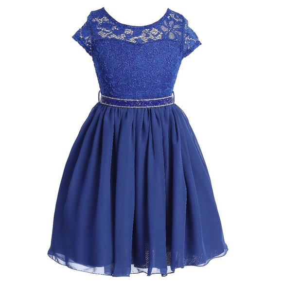 Infant Toddler Girls Lace Easter Graduation Party Casual Flower Girl Dress Royal - Picture 1 of 4